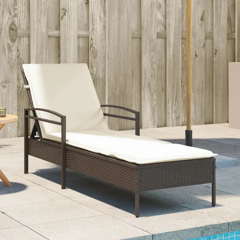 sezlong cu perna, maro, 63x200x81 cm, poliratan