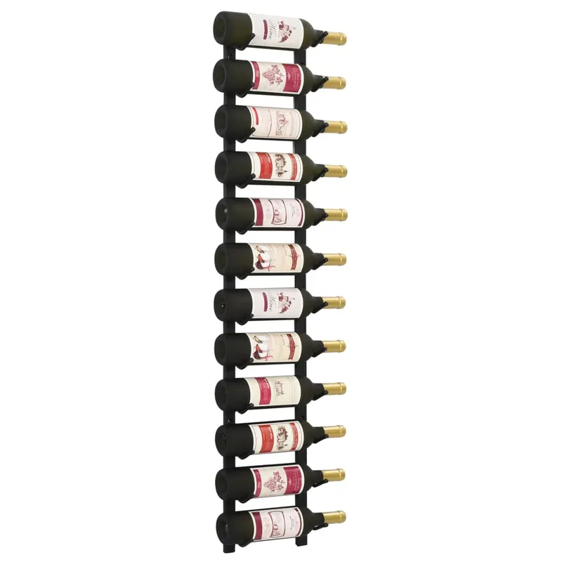 suport sticle de vin montat pe perete, 12 sticle, negru, fier