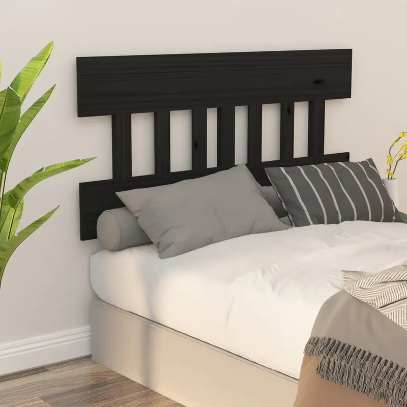 tablie de pat, negru, 163,5x3x81 cm, lemn masiv de pin