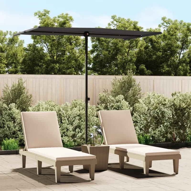 umbrela de soare exterior, stalp aluminiu, negru, 180x110 cm