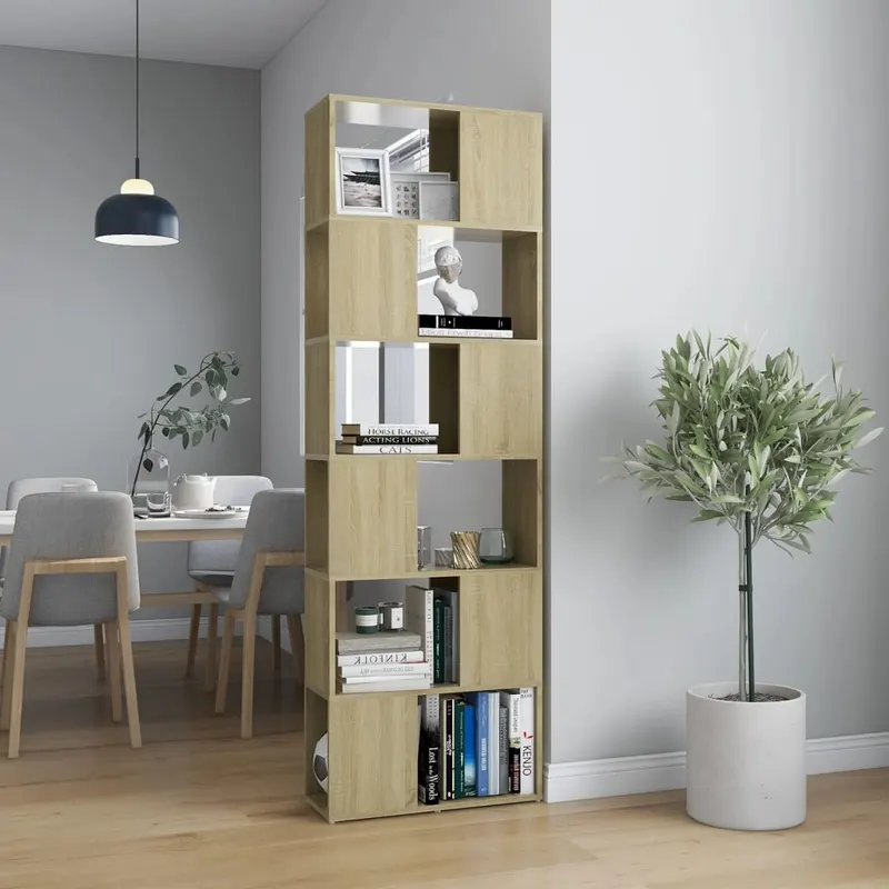 biblioteca/separator camera, stejar sonoma, 60x24x186 cm, pal