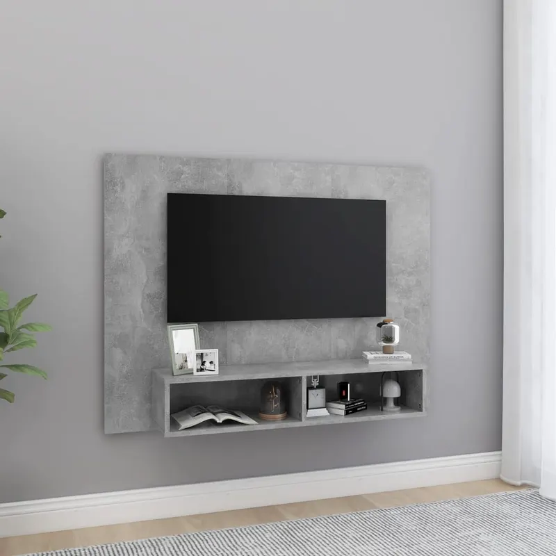 comoda tv de perete, gri beton, 120x23,5x90 cm, pal