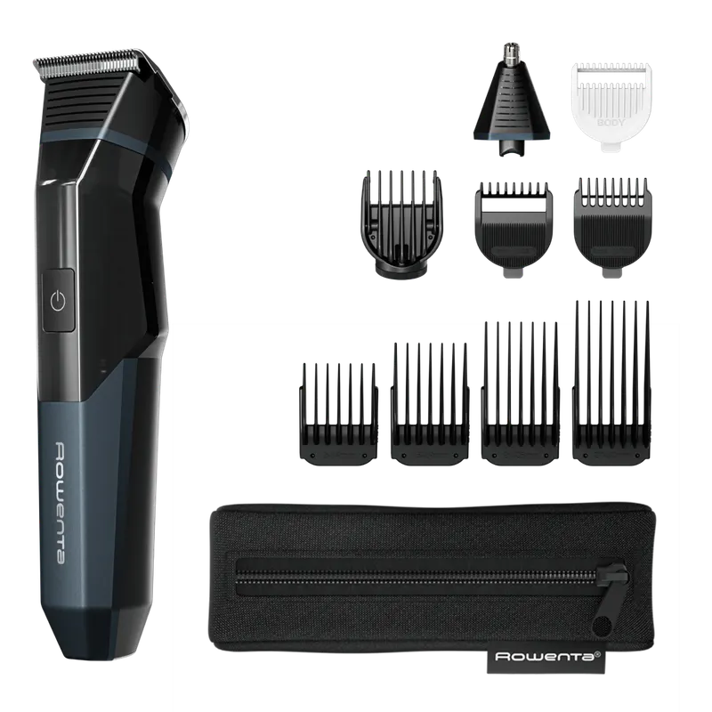 Aparat de tuns multifunctional Rowenta X Series 700 11 in 1 TN9610E0, 7500 RPM, autonomie 270 minute, lame din inox, 7 piepteni, tehnologie Wet Dry