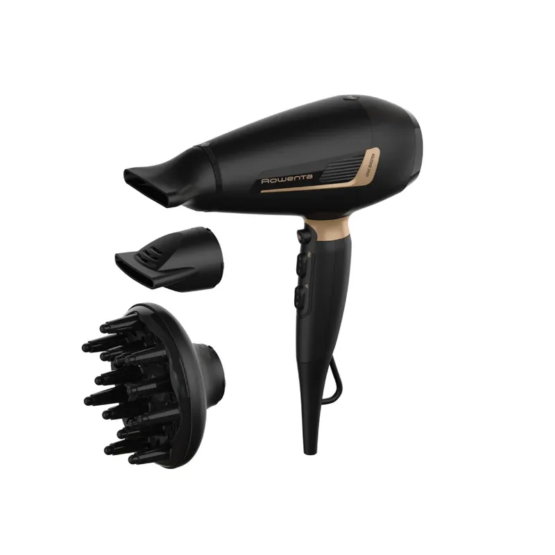Uscator de par Rowenta Pro Expert CV8840F0, 2200 W, 3 trepte de temperatura, 2 trepte de viteza, jet de aer rece, 2 concentratoare, 1 diffuser, negru