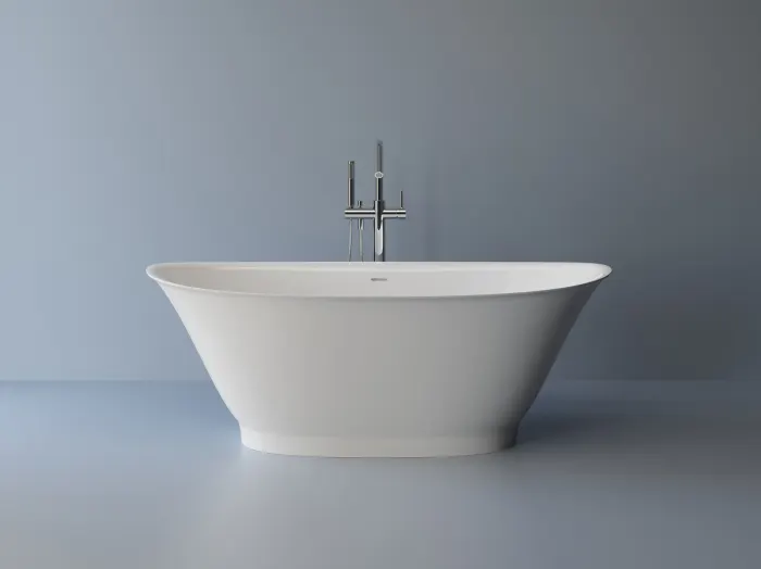 Cada freestanding ovala, compozit alb lucios 163x80x60 cm, Prisma