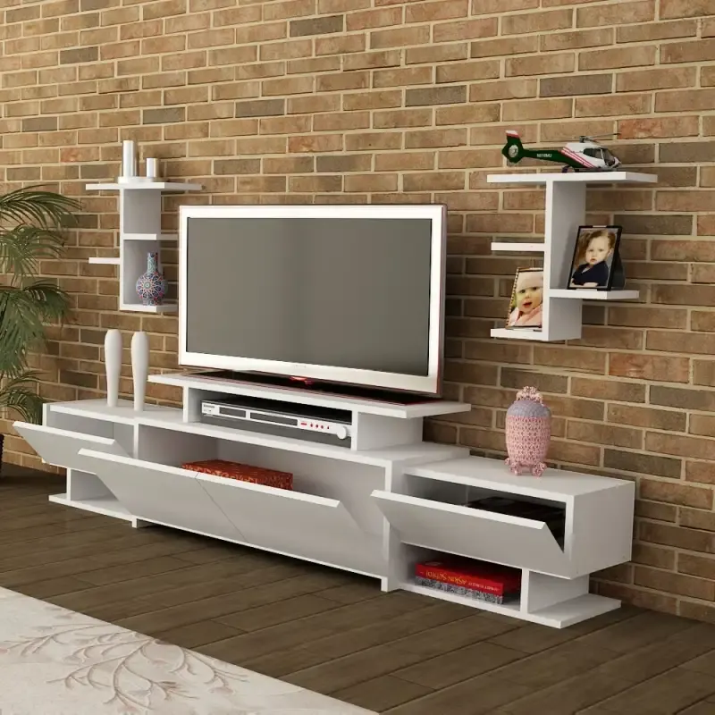 Comoda tv cu 2 rafturi incluse Lilian , 180.4 x 44.3 x 29.5 cm,alb