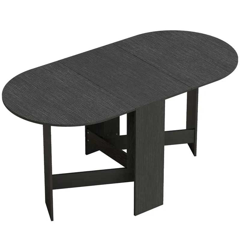 HOMCOM Masă de bucătărie pliabilă cu aripi rabatabile Masă de bucătărie pliabilă ovală Stil modern 163x80x75 cm Negru