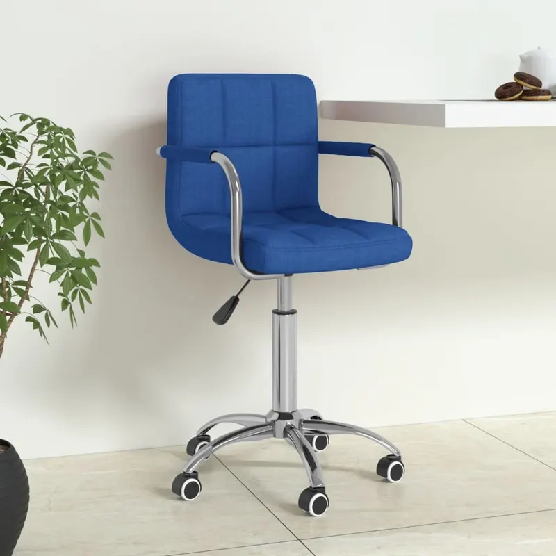 scaun de birou pivotant, albastru, material textil