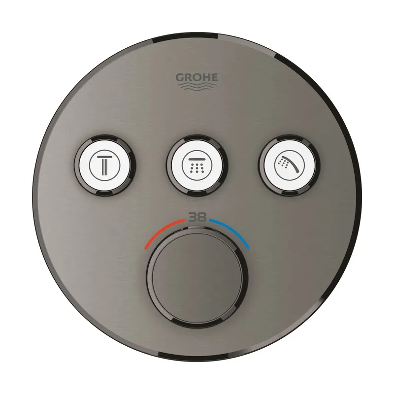 Unitate control Grohe 29121AL0, Grohtherm Smartcontrol, 3 iesiri, termostat, necesita set fixare, mat, grafit