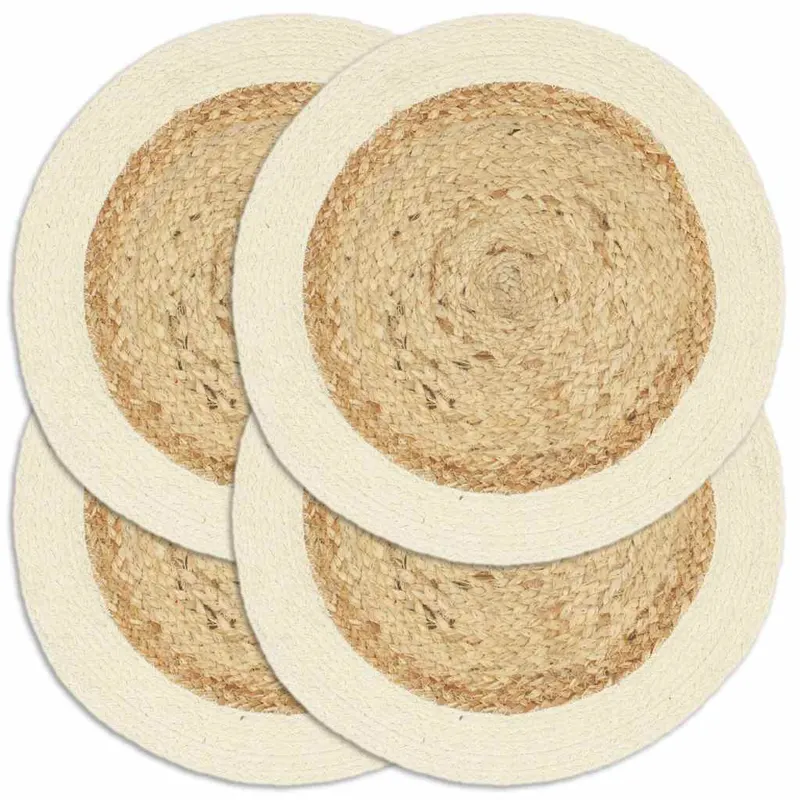 Naproane, 4 buc., natural, 38 cm, iuta si bumbac, rotund