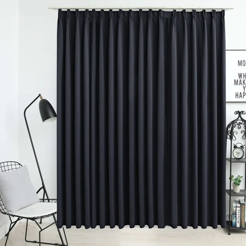 draperie opaca, negru, 290 x 245 cm, cu carlige