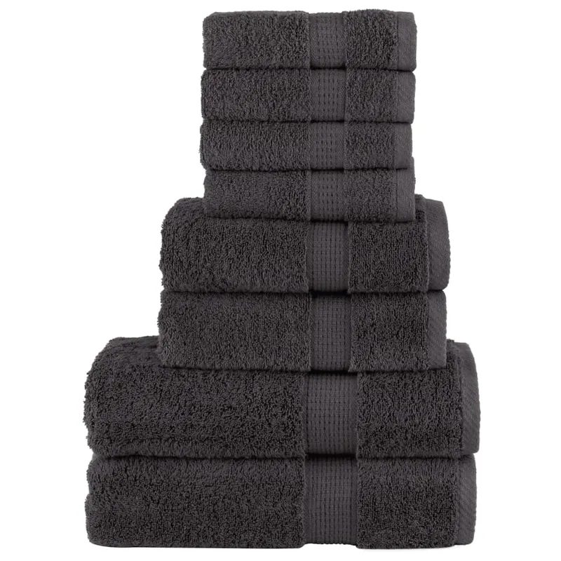 set de prosoape premium solund, 8 piese, antracit, 600 g/m2