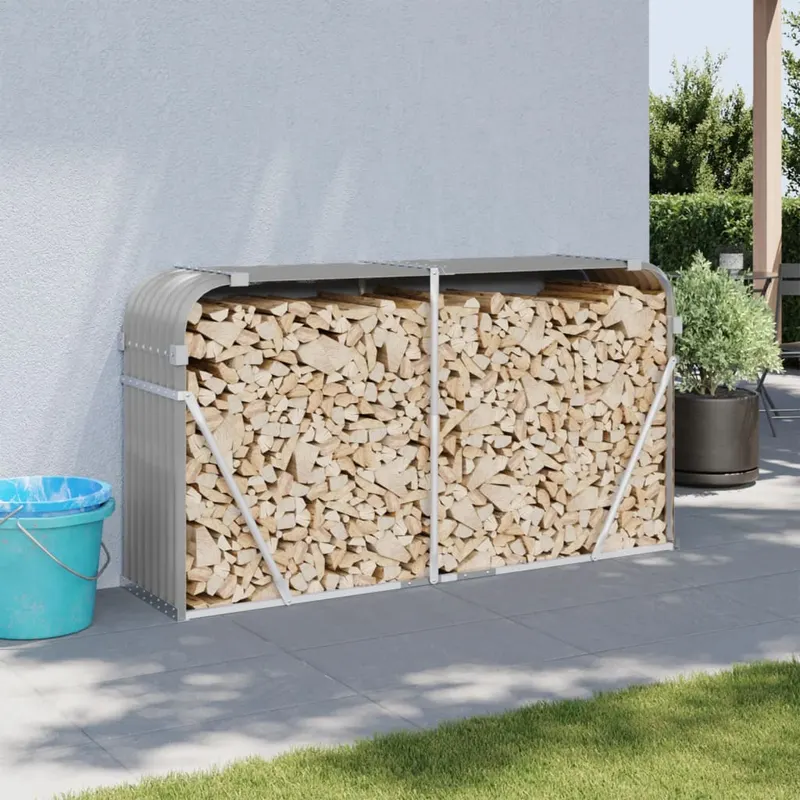 suport de busteni, gri deschis, 180x45x100 cm, otel galvanizat