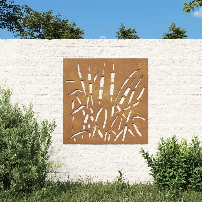 decor perete de gradina 55x55 cm, design iarba , otel corten