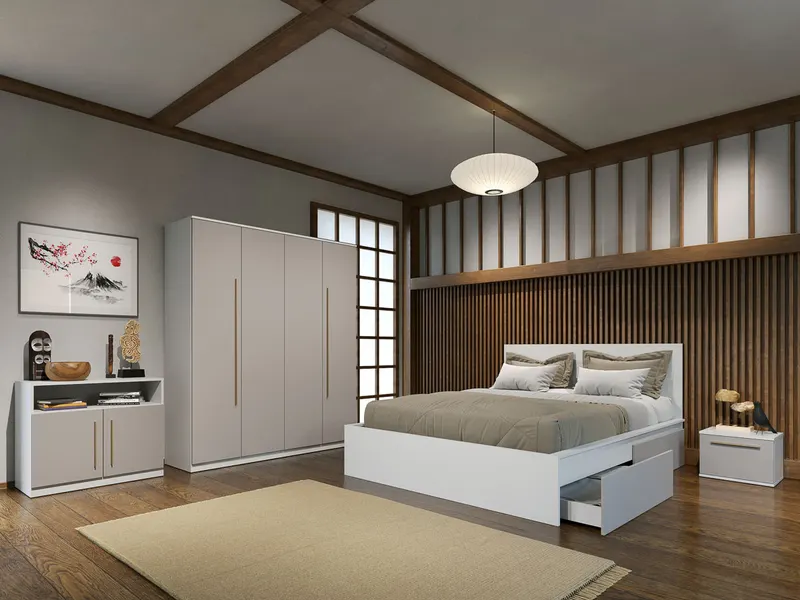 Set dormitor Casmir cu pat din pal - Tokio - C12