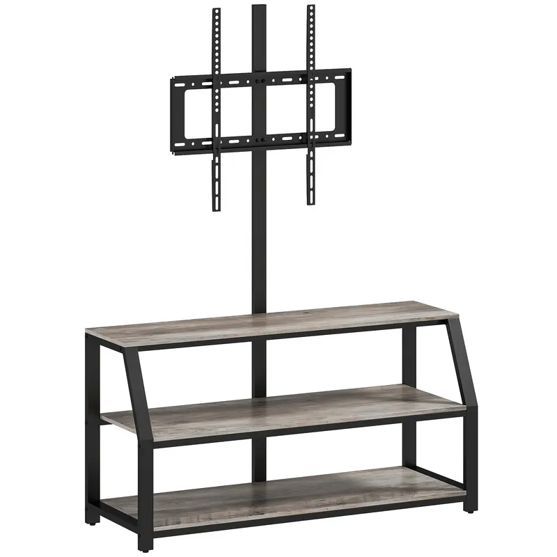 HOMCOM Comodă TV cu suport pentru televizoare până la 182,9 cm, comodă TV cu 2 rafturi deschise, 110x43x150cm, gri