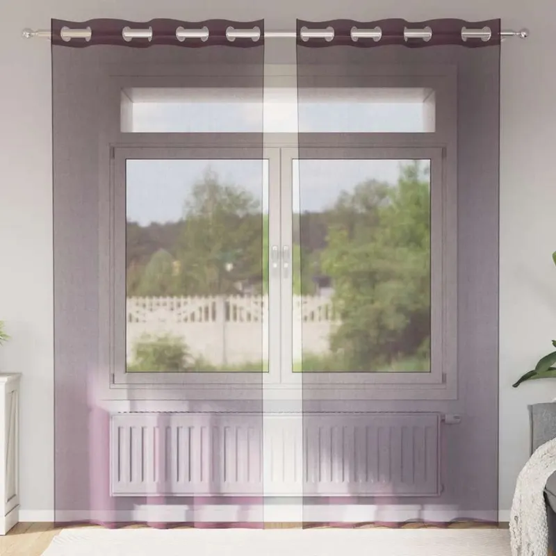 perdele voile cu oeli 2 buc violet 140x245 cm