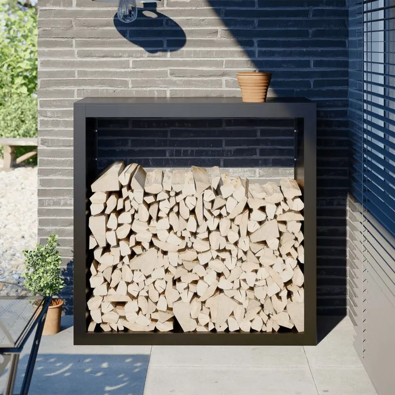 rastel pentru lemne de foc, negru, 100x40x100 cm, otel