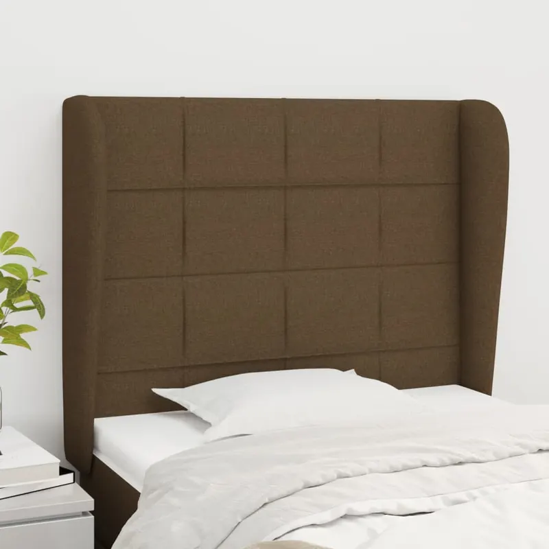 tablie de pat cu aripioare maro inchis 103x23x118/128 cm textil