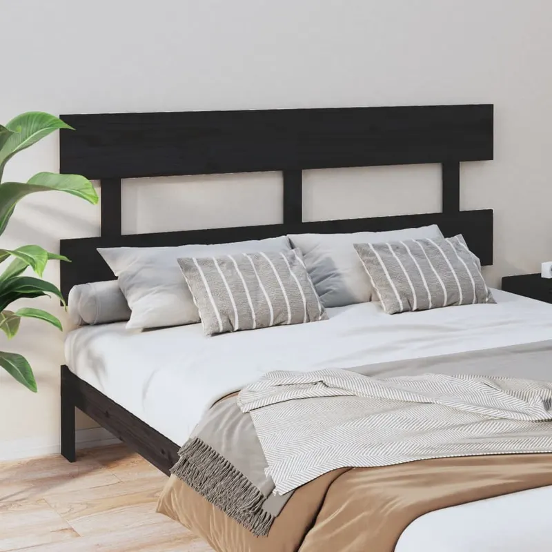 tablie de pat, negru, 164x3x81 cm, lemn masiv de pin