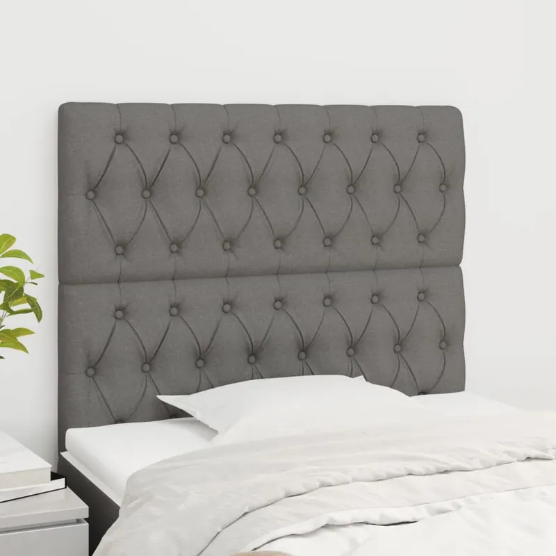 tablii de pat, 2 buc, gri inchis, 100x7x78/88 cm, textil