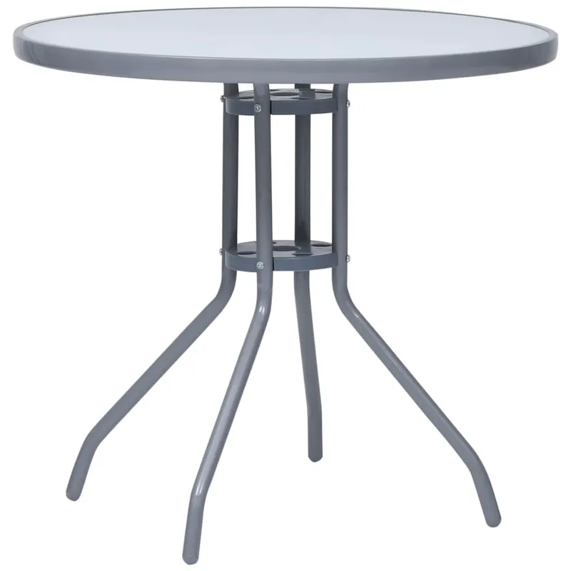 masa de gradina, gri deschis, 80 cm, otel si sticla