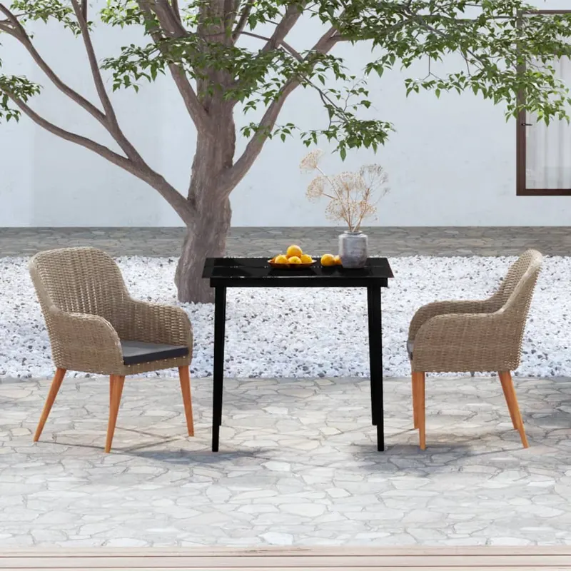 set mobilier de gradina cu perne, 3 piese, maro