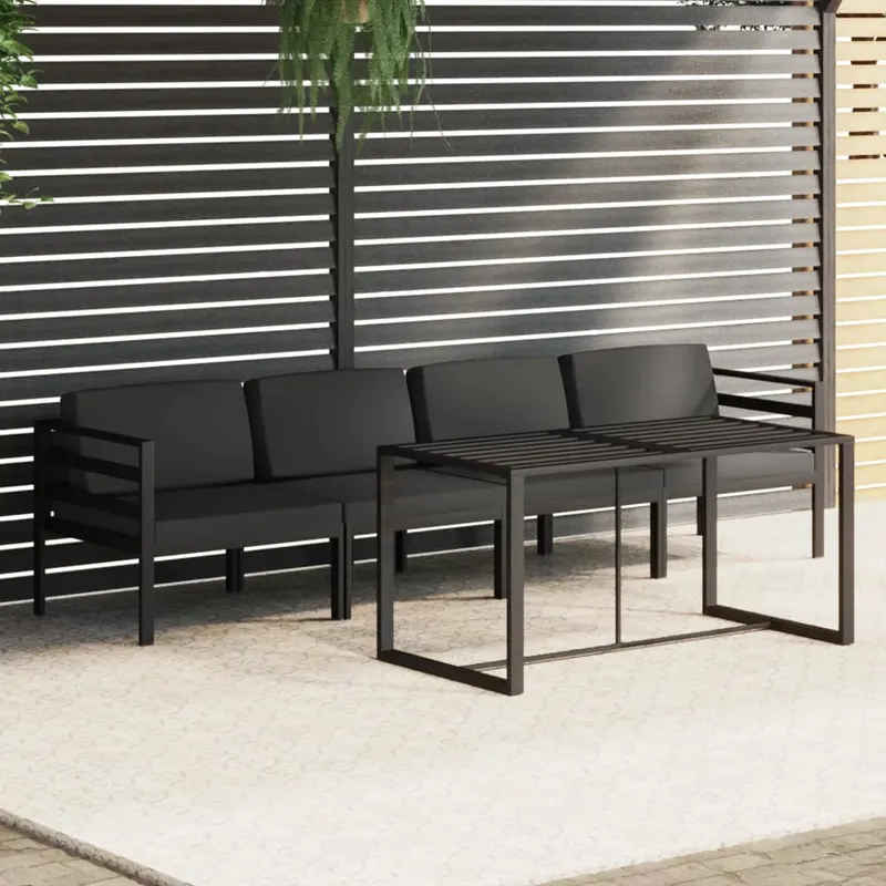 set mobilier de gradina cu perne, 5 piese, antracit, aluminiu