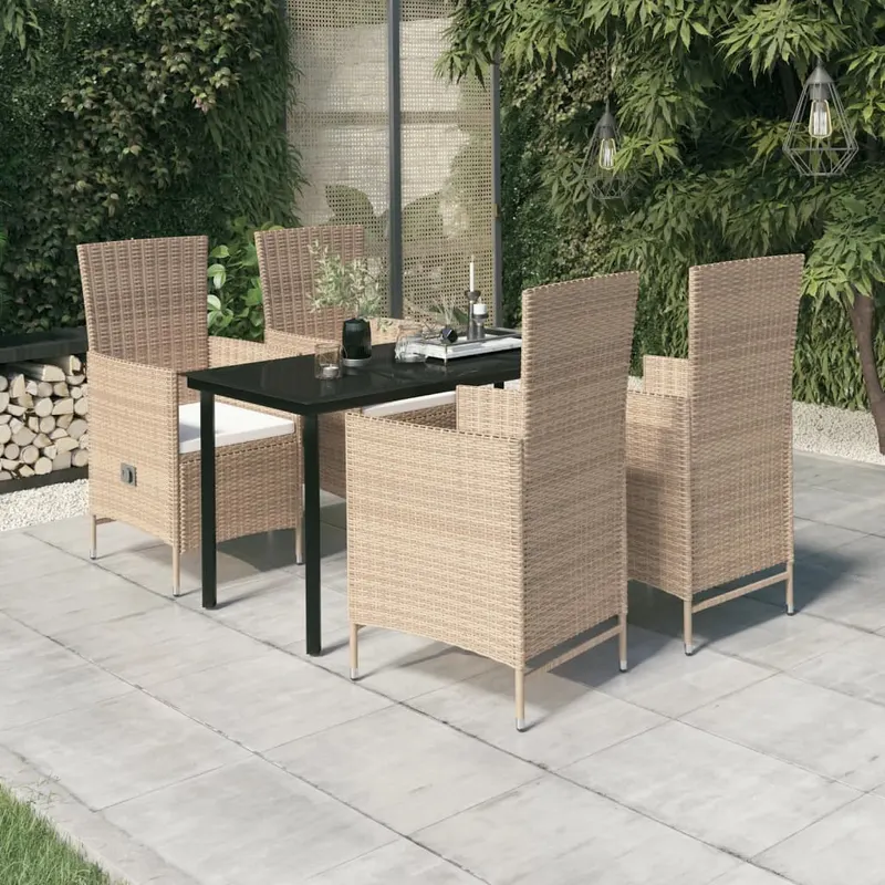 set mobilier pentru gradina cu perne, 5 piese, bej