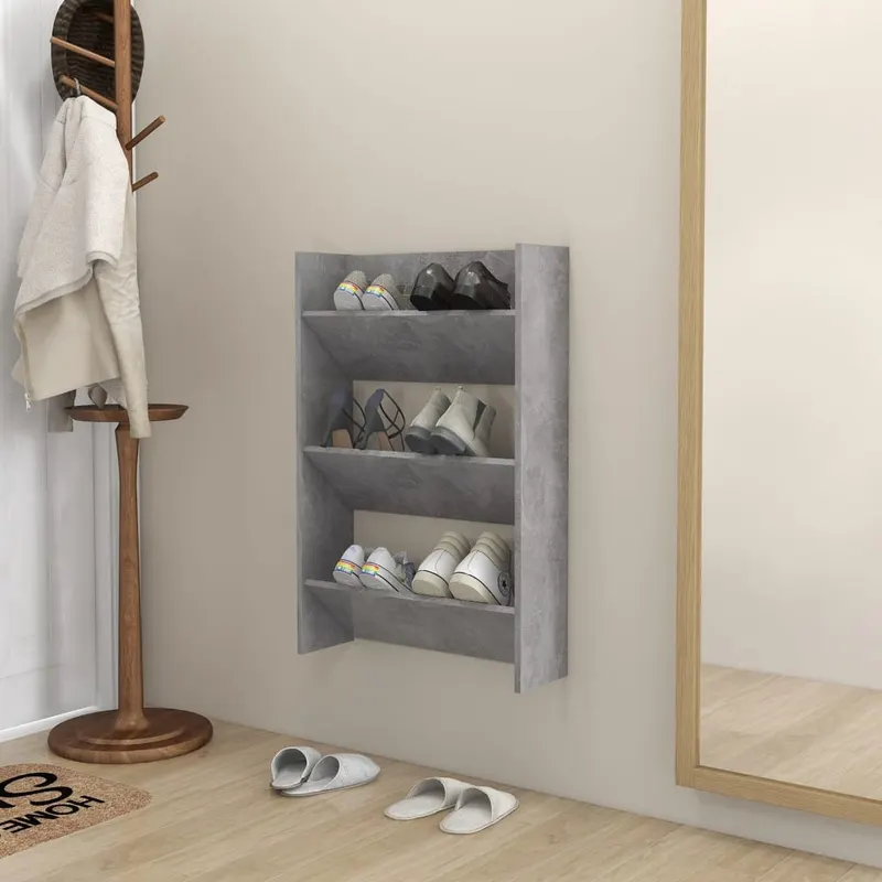 pantofar de perete, gri beton, 60x18x90 cm, pal