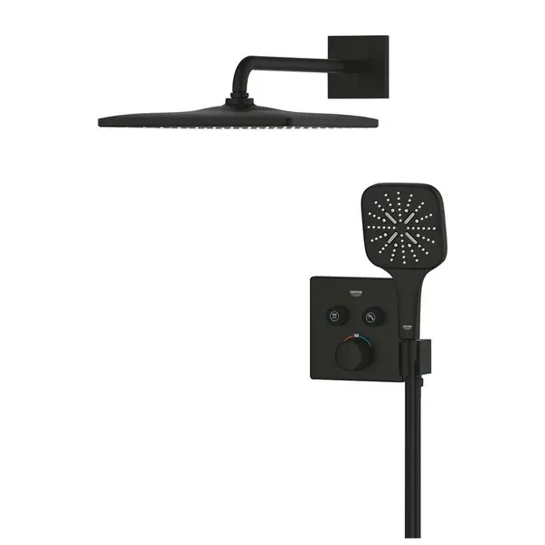 Sistem de dus Grohe 34865KF0, SmartControl Cube, incastrat, termostat, 310 mm, 1 functie, mat, negru
