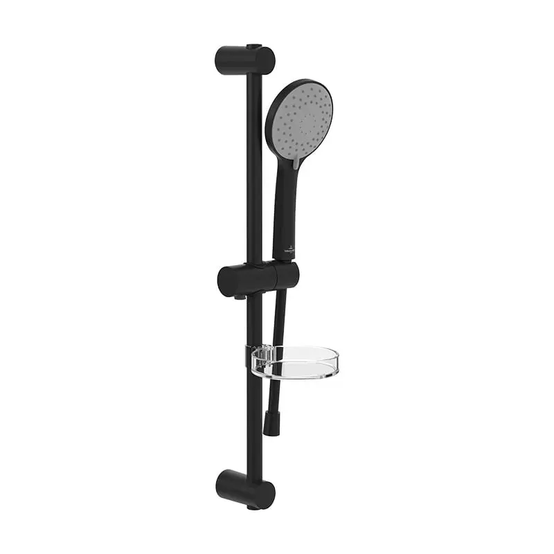 Coloana dus Villeroy and Boch, 600 mm, 3 functii, etajera, mat, negru, TVS109004UK0K5