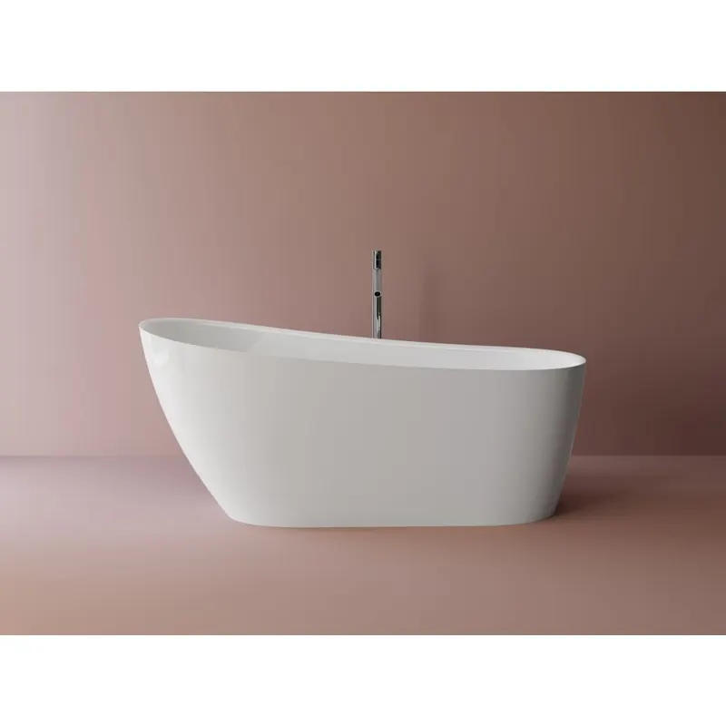 Cada baie freestanding compozit Marmite Santorini, 159 x 73 cm, ovala, alb lucios, fara preaplin.
