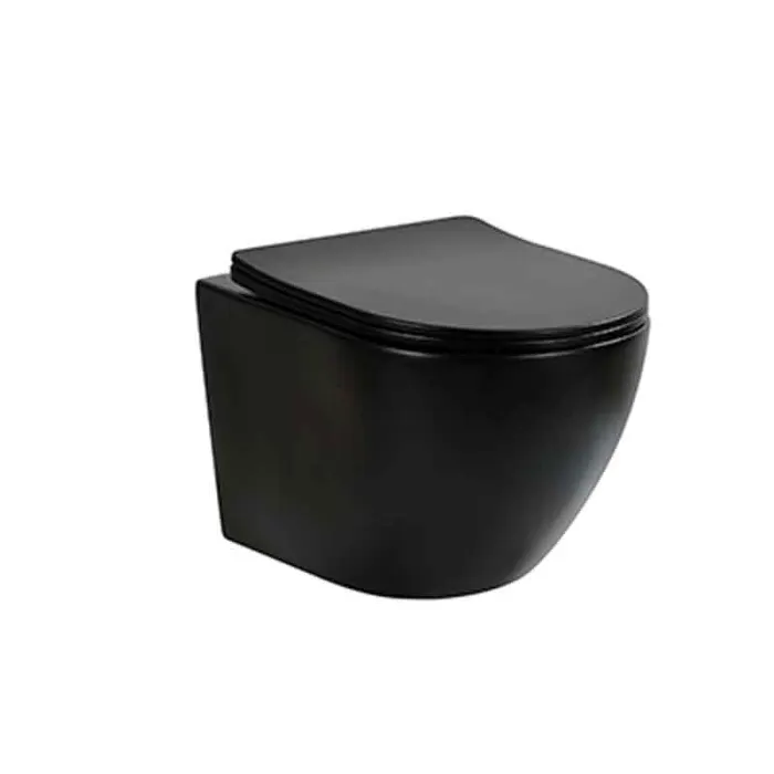 Set vas wc suspendat, tornado, negru mat, cu capac softclose, Fluminia Ricci