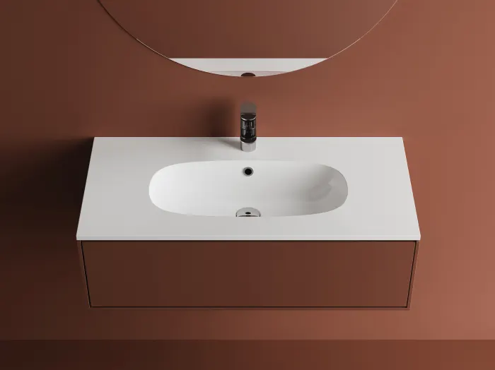 Lavoar incastrat din compozit, 91x46x14.2 cm, alb lucios, Dover