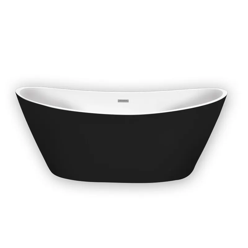 Cada freestanding Florida Selena Black, 170x80x68 cm, ovala, cu instalatie completa, garantie 2 ani, alb si negru
