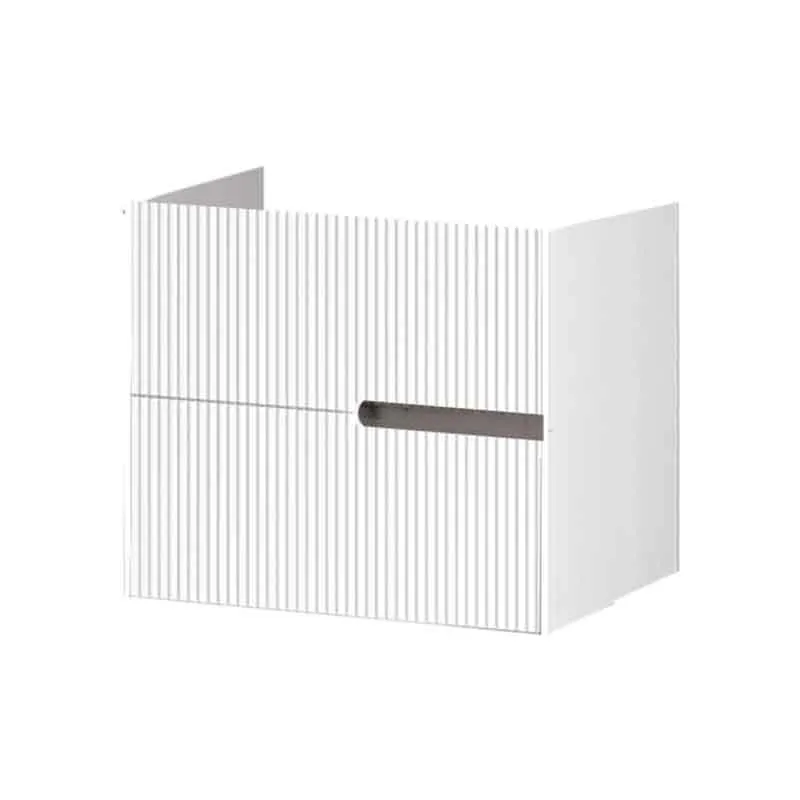 Mobilier lavoar pe blat Fluminia Malta, finisaj riflat, 60cm, 2 sertare soft close, alb
