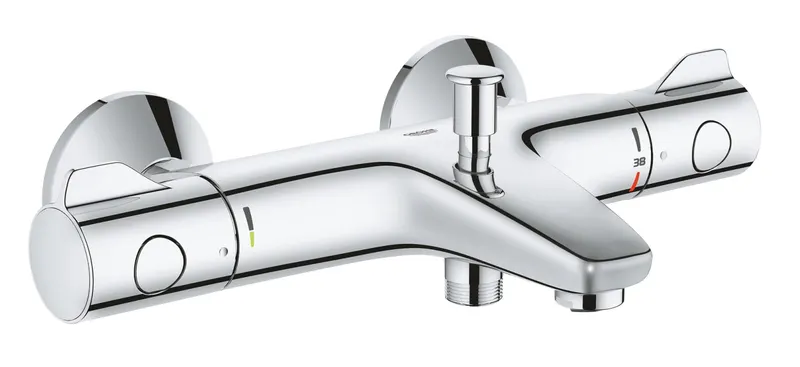 Baterie cada Grohe 34576000, 1 bar, 2 orificii instalare, 1 2 dimensiune racord, 1 2 dimensiune racord furtun, Crom