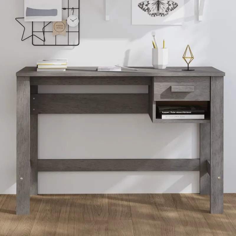 birou „hamar”, gri deschis, 110x40x75 cm, lemn masiv de pin