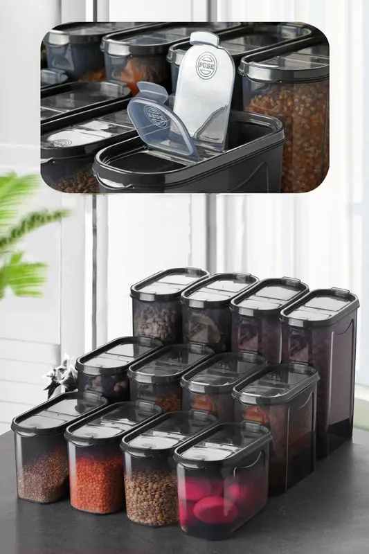 Set cutie de depozitare, Gri, 12 buc, diverse dimensiune - Gri