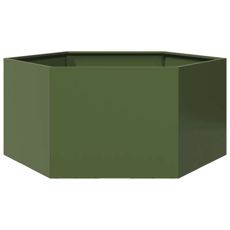 jardiniera gradina verde masliniu 104x90x45 cm otel hexagonal