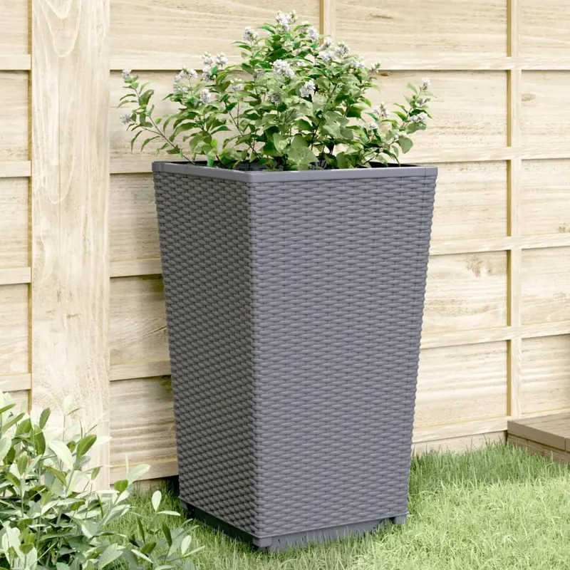 jardiniere de gradina, 2 buc., gri, 32,5x32,5x57 cm, pp