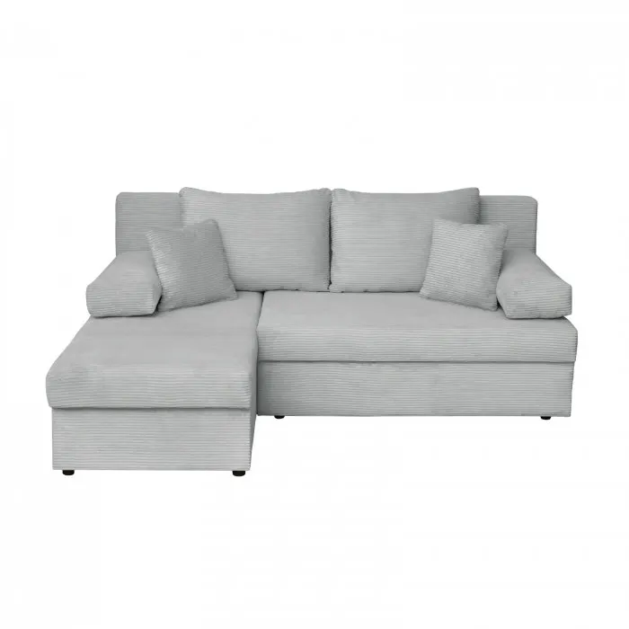 Coltar ANA LUX extensibil, cu lada depozitare, colt interschimbabil, gri deschis, 200x140x83 cm