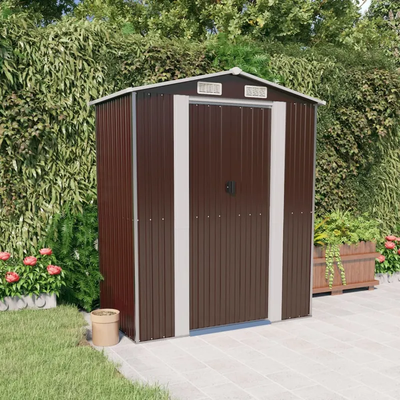 sopron de gradina, maro inchis, 192x108x223 cm, otel galvanizat