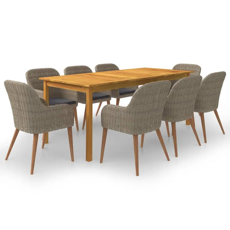 set mobilier de gradina, 9 piese, maro