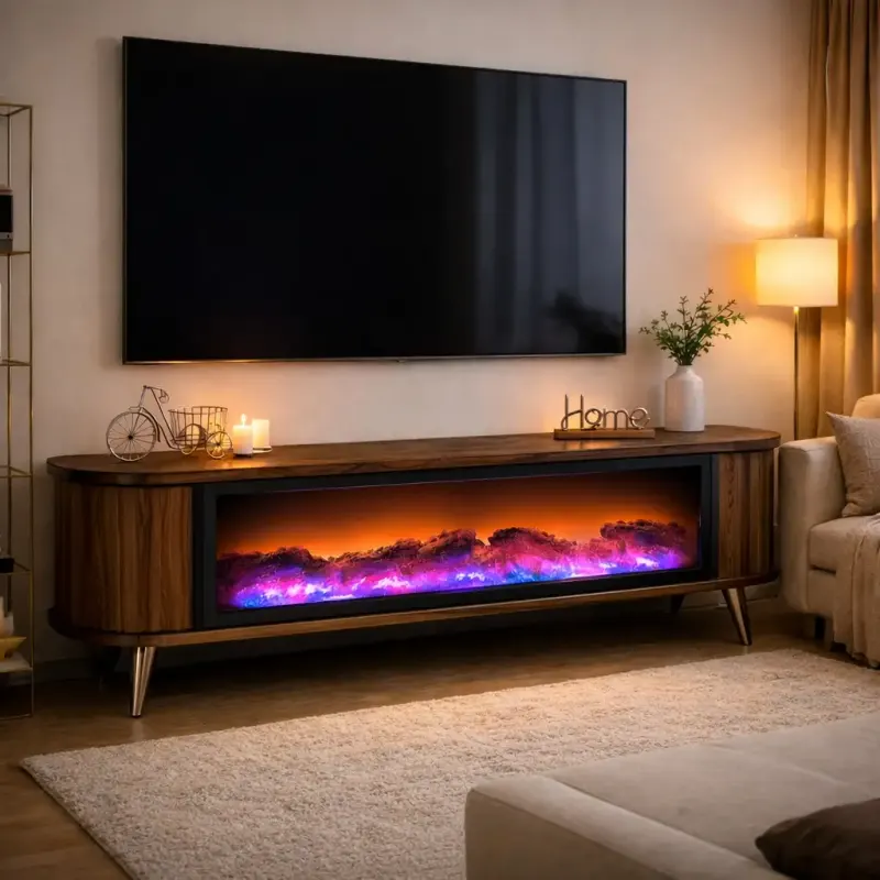 Comoda tv cu semineu Royal, cu led, 160 cm.nuc