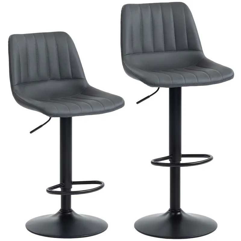 HOMCOM Set 2 taburete bar în design retro, cu suport pentru picioare, reglabil pe înălțime, 43 cm x49,5 cm x 111 cm