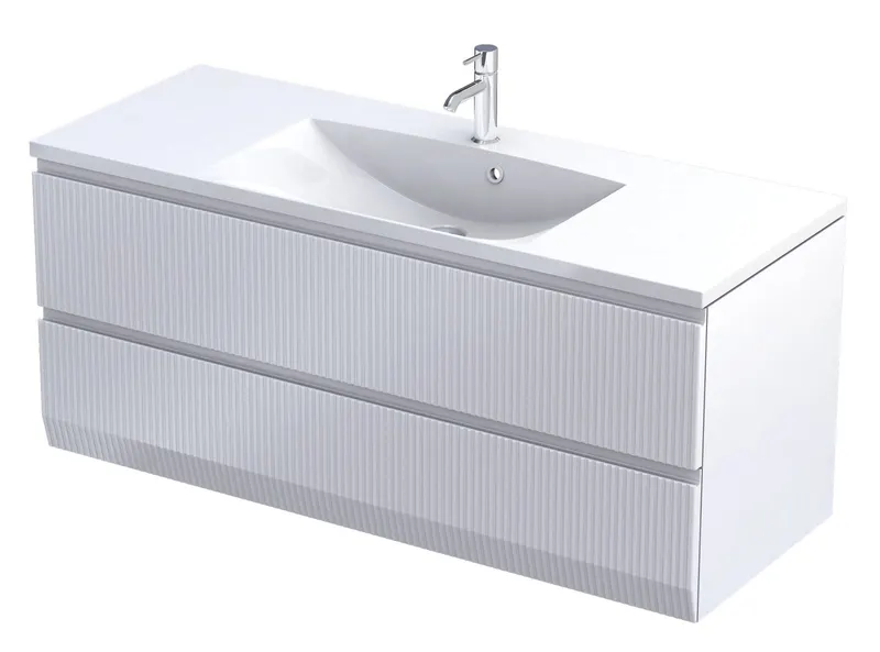 Dulap pentru lavoar Oristo Brylant, montaj pe perete, 120 x 45 x 50 cm, 2 sertare, inchidere softclose, alb mat