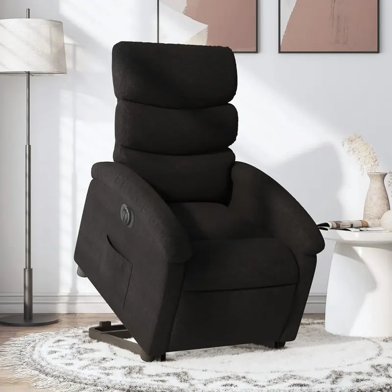 fotoliu electric rabatabil cu ridicare, negru, textil