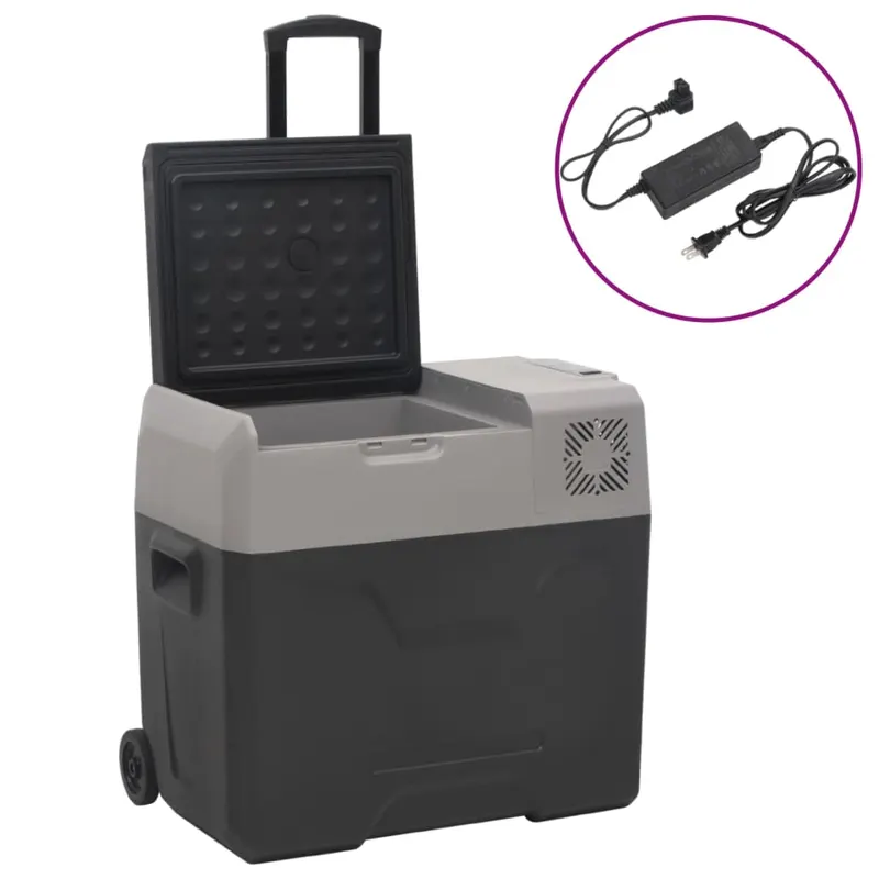 lada frigorifica cu roata&adaptor 50 l negru/gri polipropilena